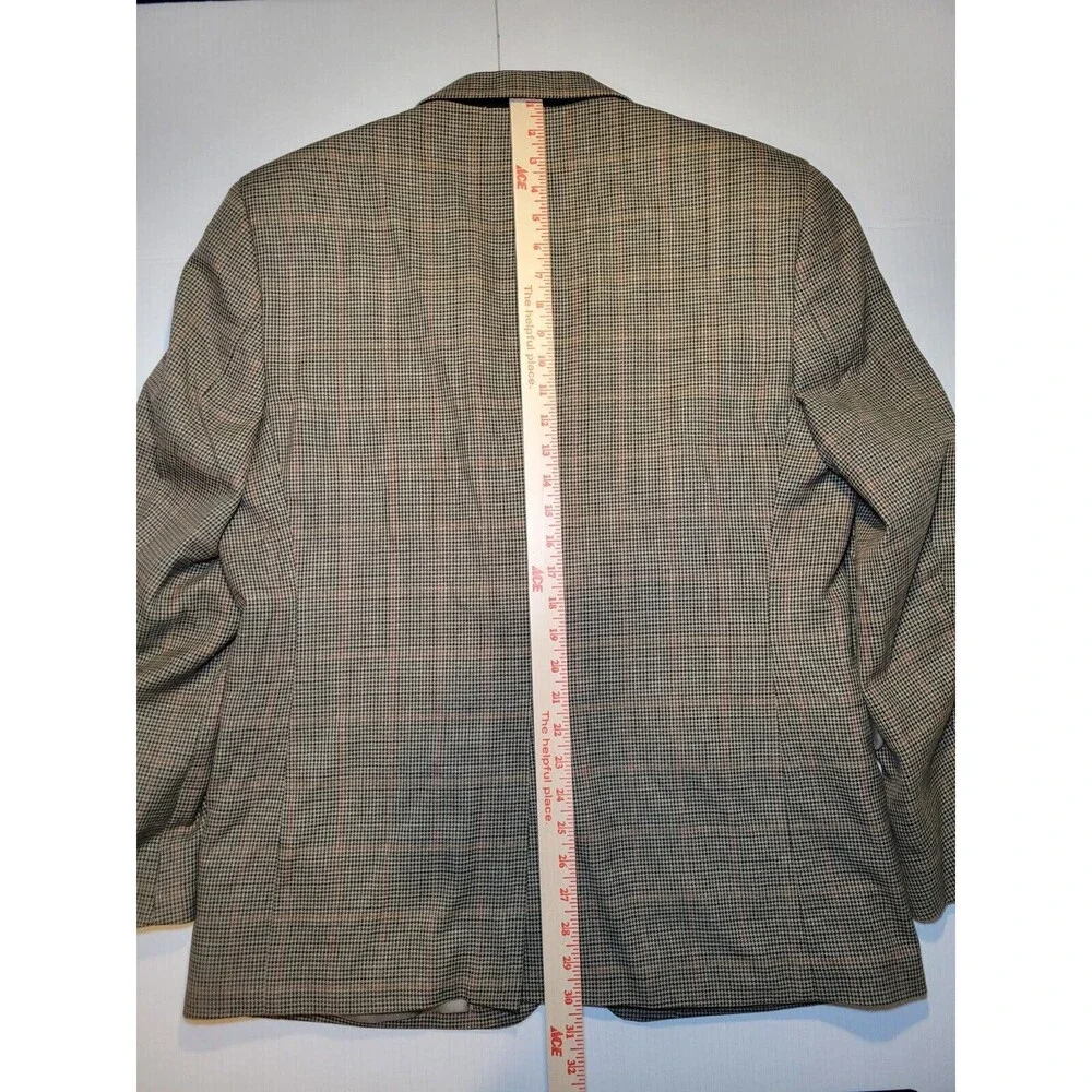 Vintage Club Room Macy's 42S Mens Houndstooth Windowpane‎ 2 Button Blazer Coat
